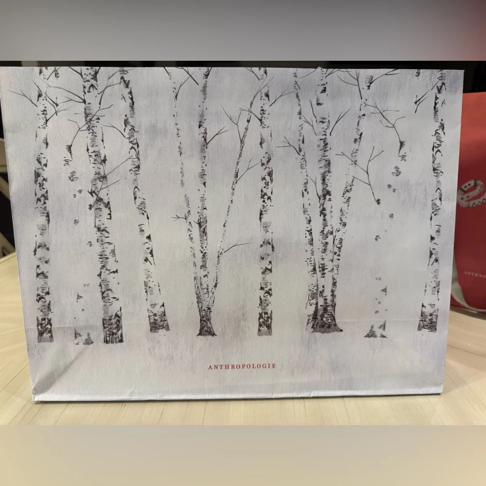Anthropologie Large Shopping Bags Bundle of 4 | Reusable Gift Bags | Holiday Art